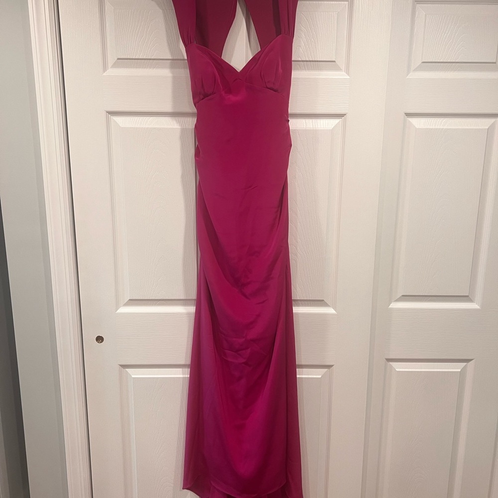 Fuchsia V‑Neck Evening Gown - Women's Dress Size 6